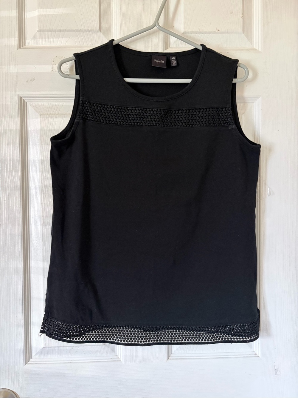 Rafaella Black Sleeveless Tank with Lace Trim